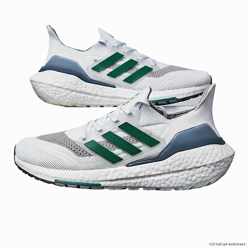 Adidas retro-style white, green and grey running shoes