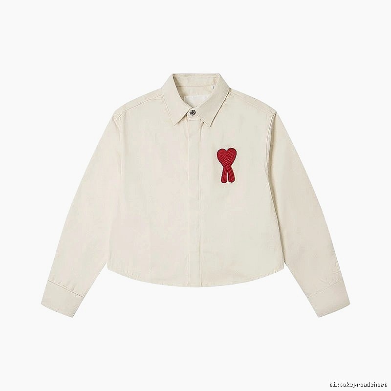 AMI Love Embroidery Minimalist Style White Shirt