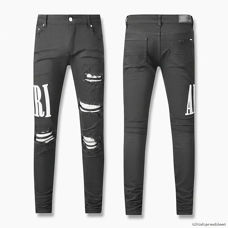 AMI Trendy Black Jeans with Ripped Holes