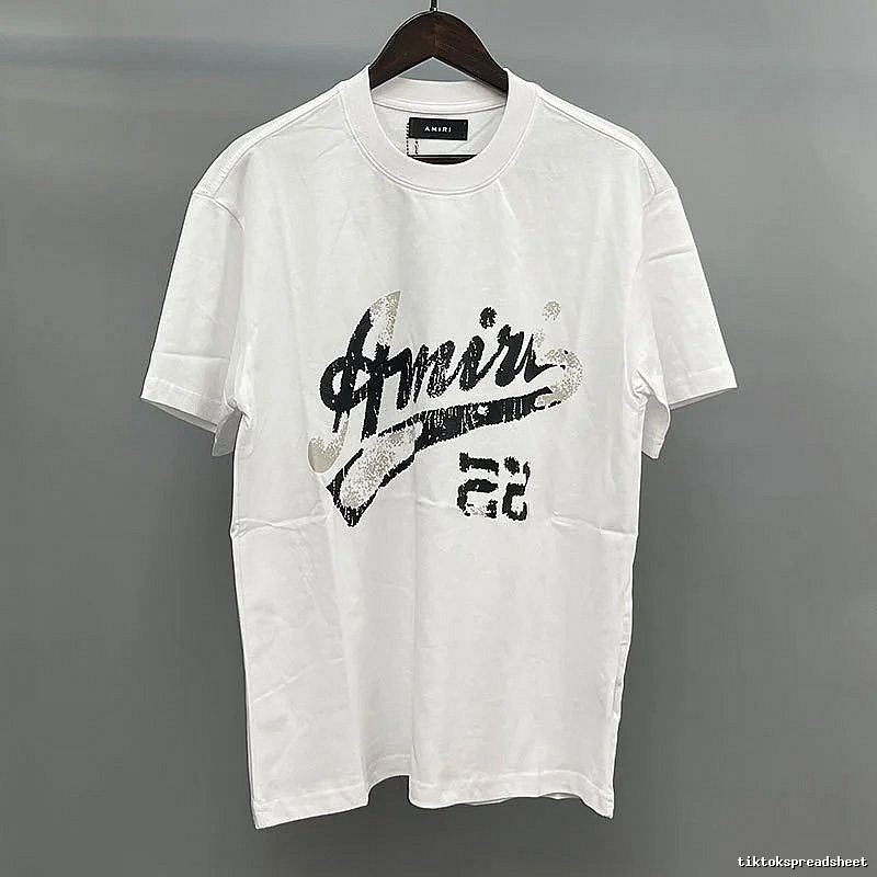 Amiri Black Lettering With Slash Detail White Records Graphic T-Shirt Resort Wear