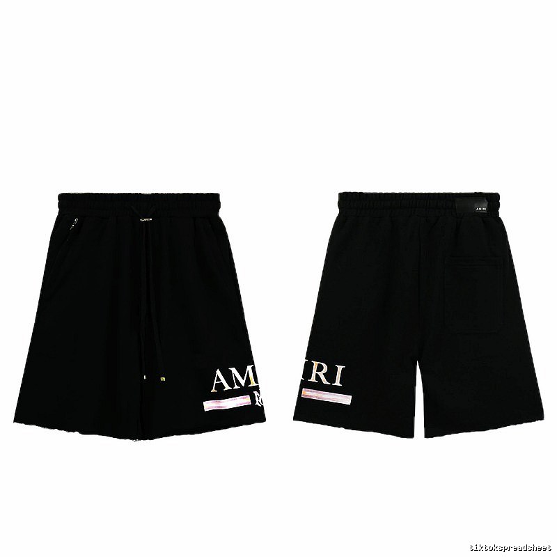 AMIRI Letter Print Street Style Black Shorts