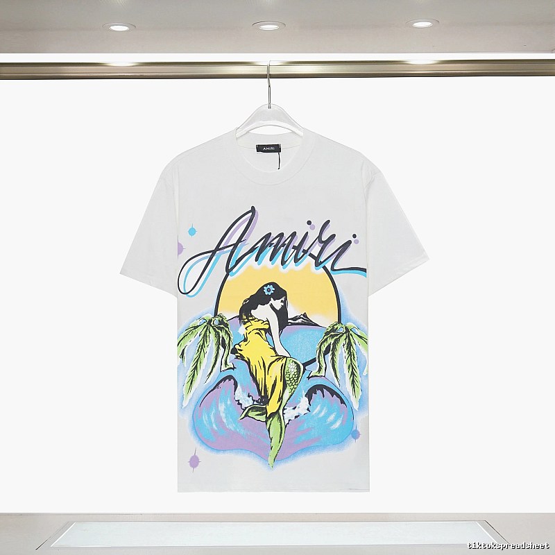 Amiri Logo Detail Graphic T-shirt White Blue Amiri with Functional Detail