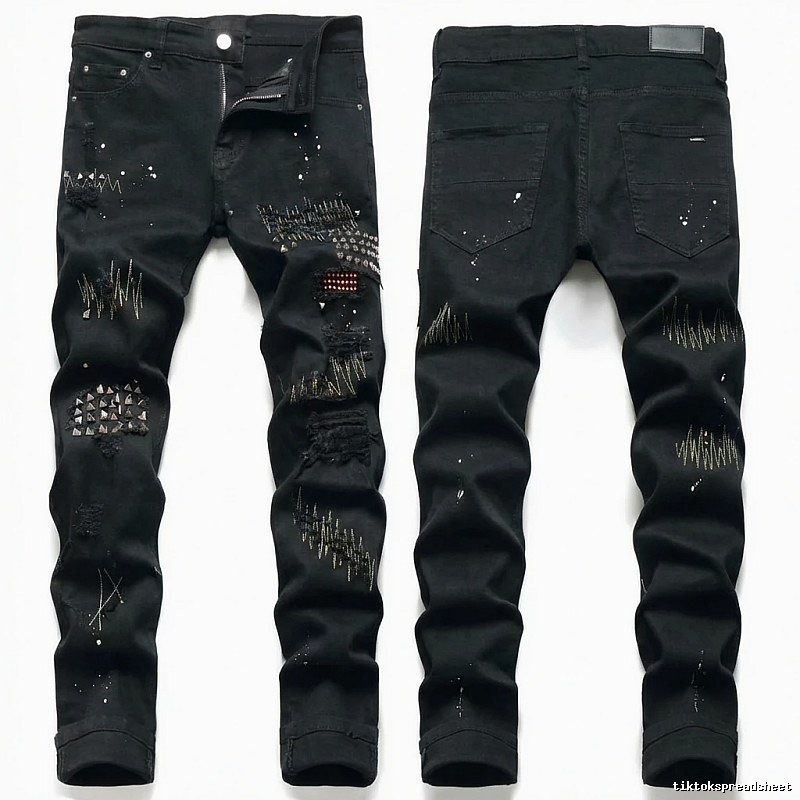 AMIRI Ripped Trendy Black Pants