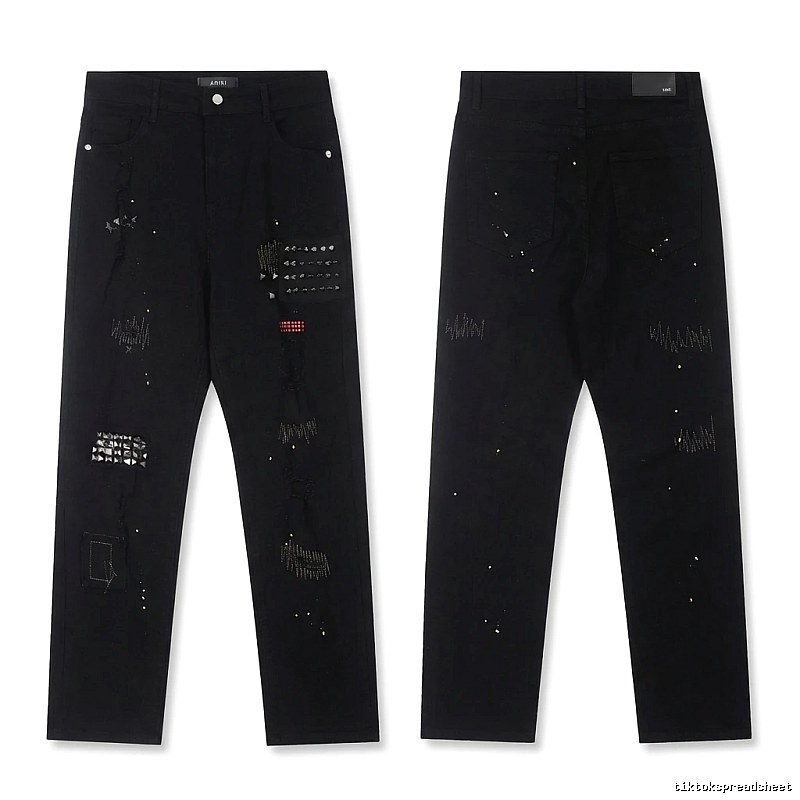 AMIRI Rivet Punk Style Black Pants