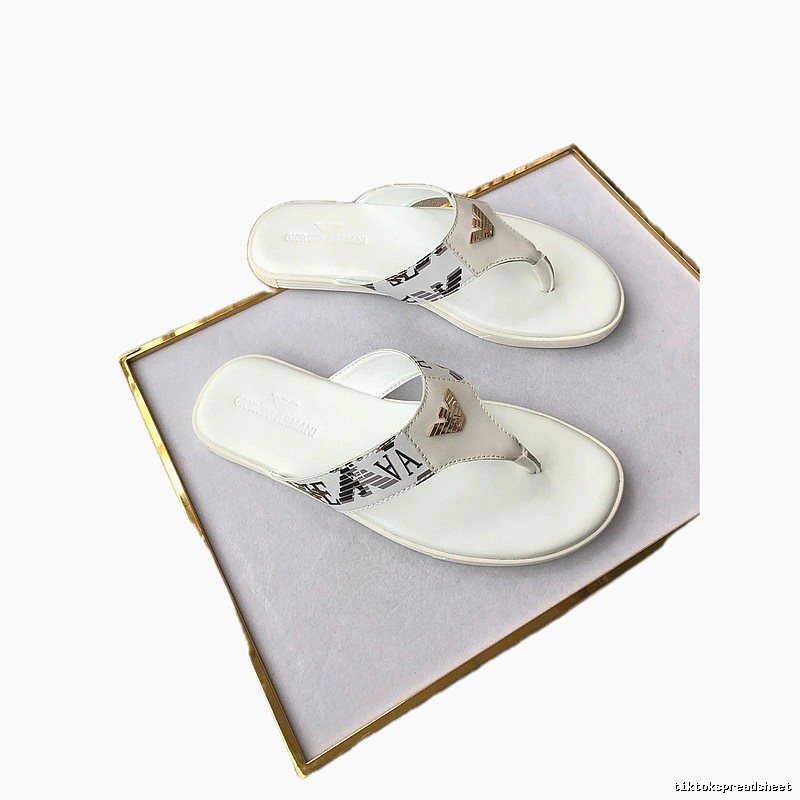 Armani Eagle Logo Casual Style White Flip-flops