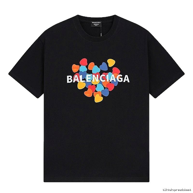 Balenciaga black T-shirt with a heart print.