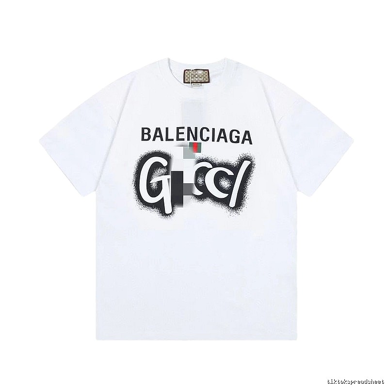 Balenciaga Co-branded Graffiti-style White Short-sleeve T-shirt