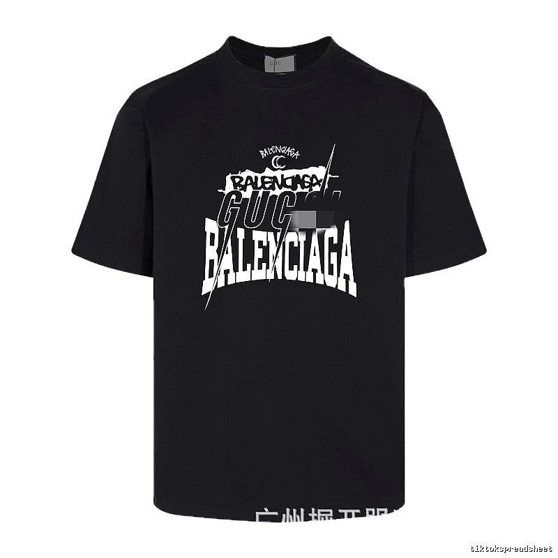 Balenciaga Co-branded Street Style Black Short-sleeve T-shirt