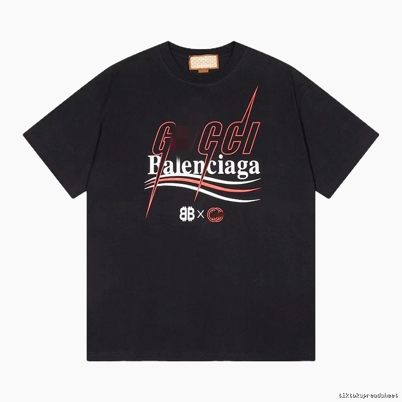 Balenciaga Co-branded Trendy Style Black Short-sleeve T-shirt