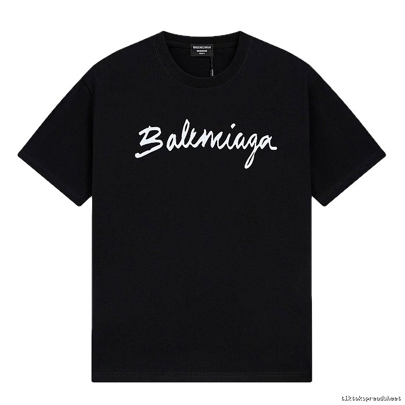 Balenciaga Handwritten Trendy Style Black T-shirt