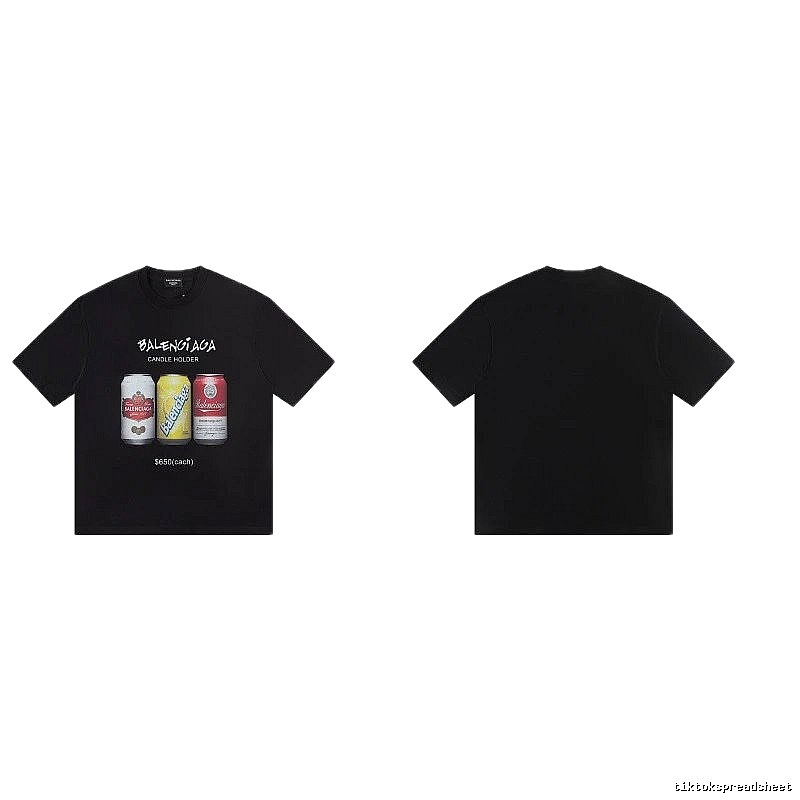 Balenciaga Street Style Black T-shirt with Coca-Cola Print