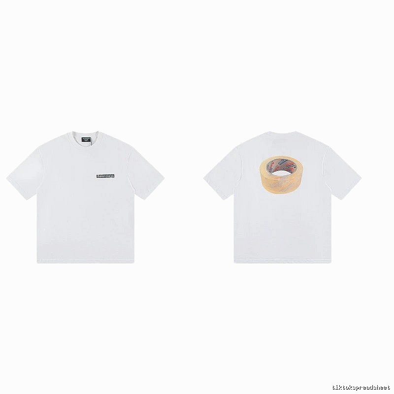 Balenciaga Tape Print Streetwear White T-Shirt
