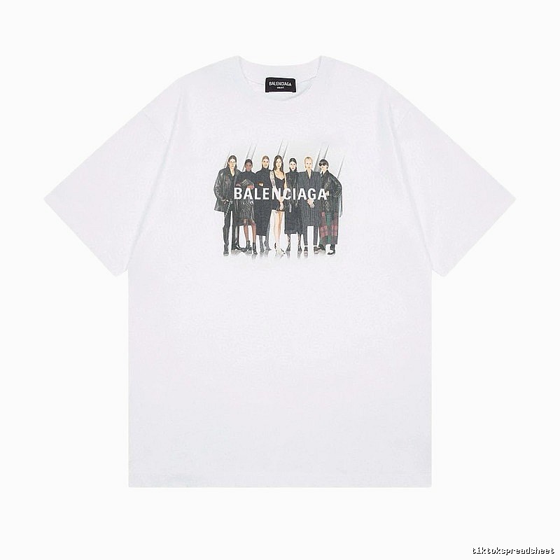 Balenciaga Trendy and Cool Style Portrait Print White T-shirt