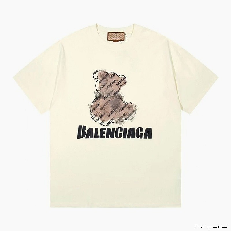 Balenciaga Trendy Off-white T-shirt with Bear Print