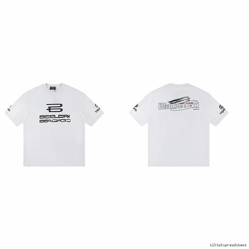 Balenciaga Trendy Racing Print White T-Shirt