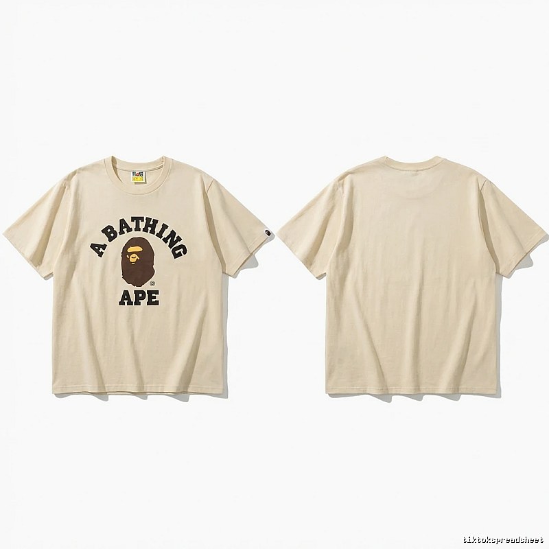 Bape Ape Head Minimalist Style Beige T-shirt