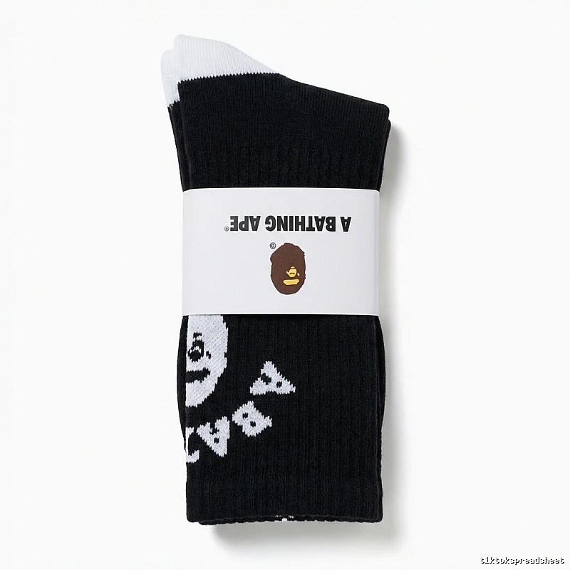 Bape Ape Head Trendy Socks (Black Style)