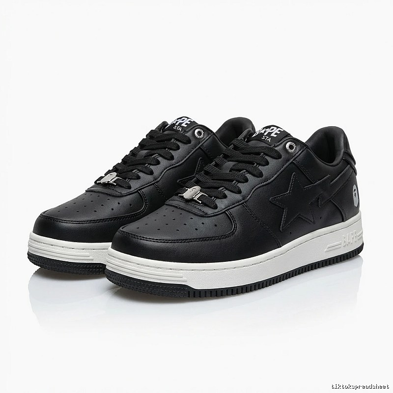 Bape black and white trendy sneakers.