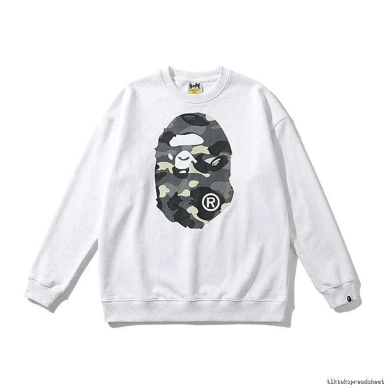 Bape Camouflage Ape Face White Sweatshirt