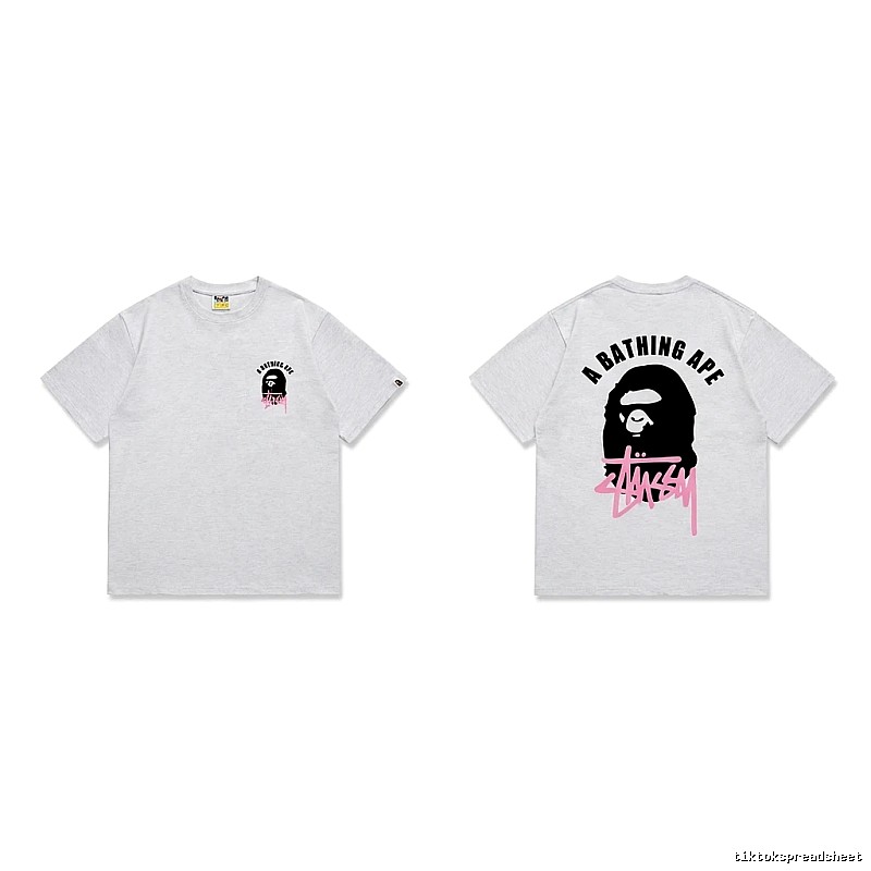 Bape Pink Trendy and Cool Short-sleeve Shirt