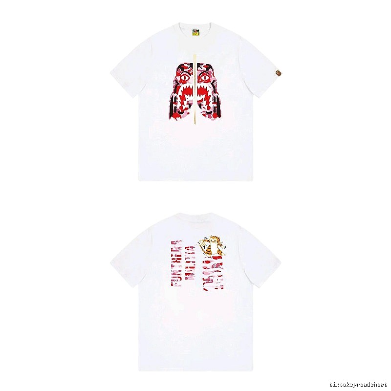 Bape Shark Camouflage Style White T-shirt