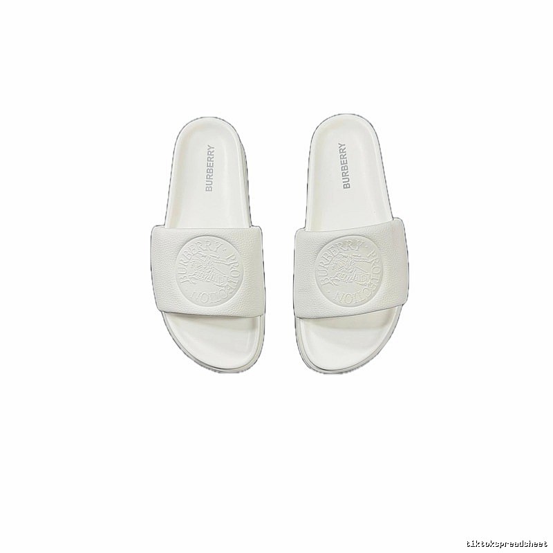 Burberry Embossed Warhorse Minimalist Style White Slides