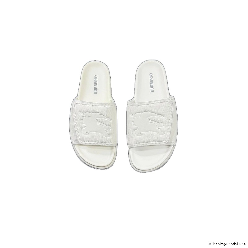 Burberry Knight Logo Minimalist Style White Slide Sandals