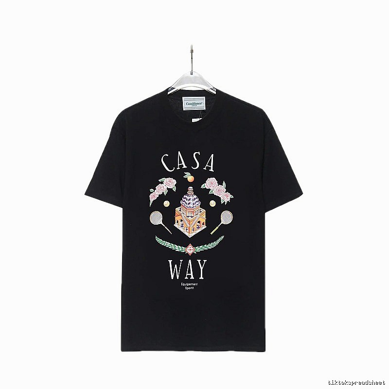 Casablanca Print Retro Style Black T-shirt