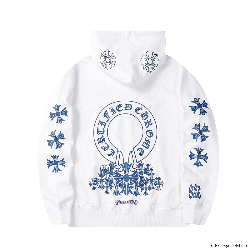 Chrome Hearts 2088-82 White Cross Graphic Hoodie Relaxed Styling