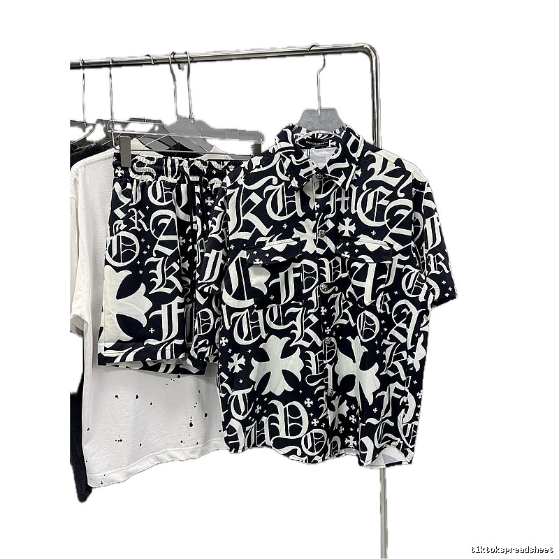 Chrome Hearts All-over Printed Gothic Style Black and White Set