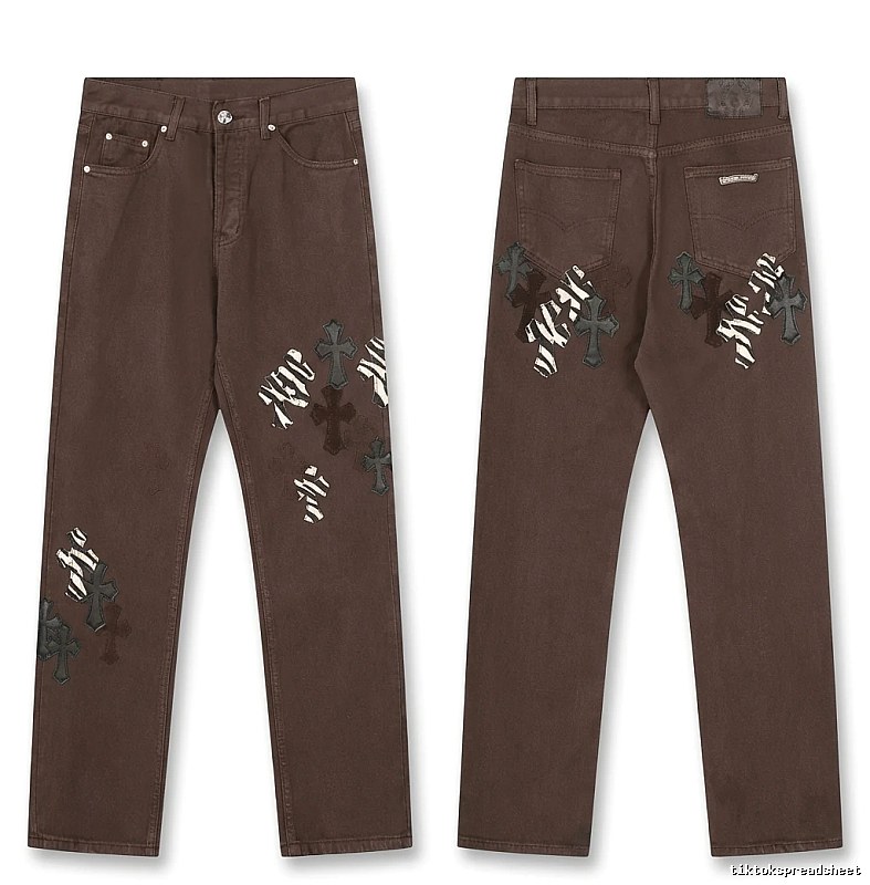 Chrome Hearts Cross Dark Style Brown Pants