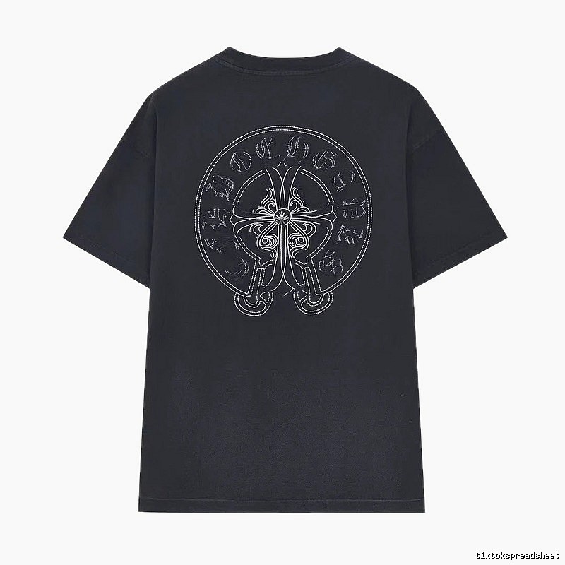 Chrome Hearts Cross Embroidered Street Style Black T-Shirt