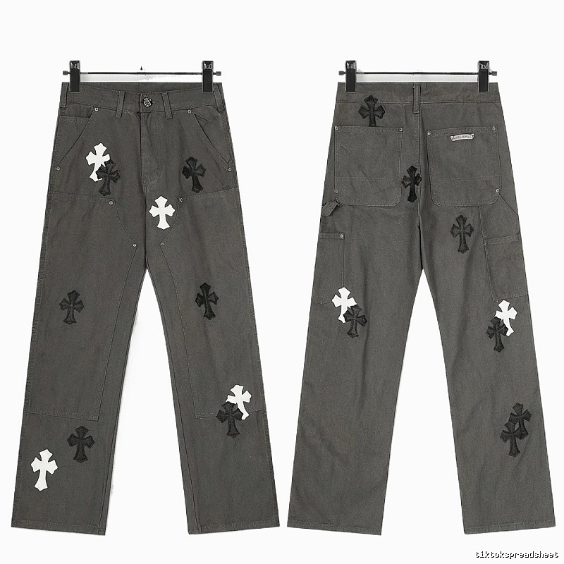 Chrome Hearts Cross Workwear Style Grey Pants