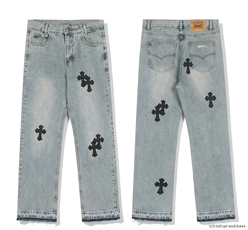 Chrome Hearts denim-style light blue jeans