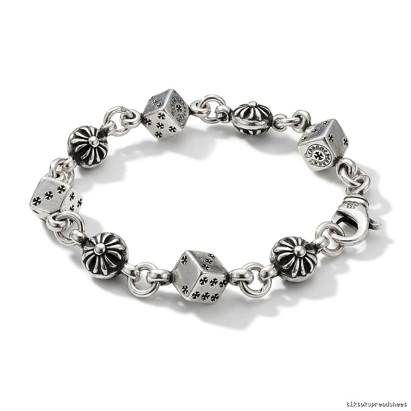 Chrome Hearts Dice Retro Style Silver Bracelet