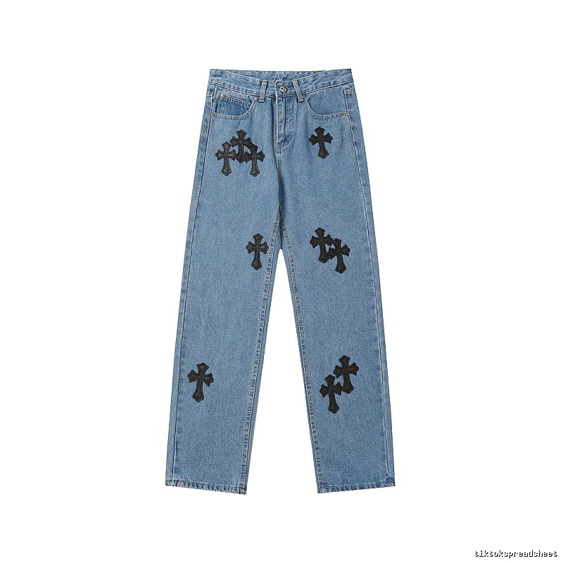 Chrome Hearts Easy Match Graphic jeans Light Denim Jeans for Leisure Wear