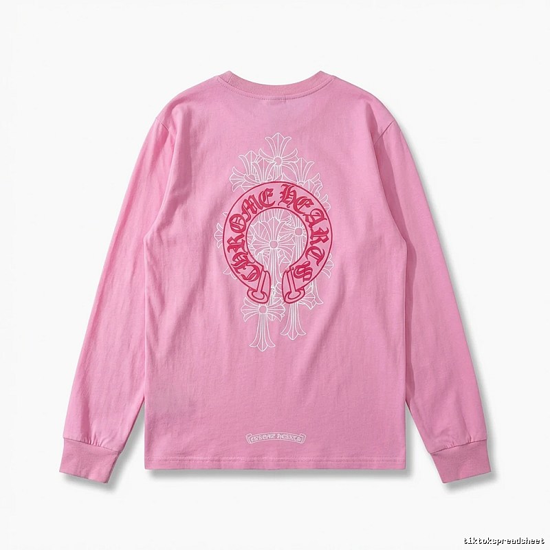 Chrome Hearts Printed Fashionable Pink Long-sleeved Shirt