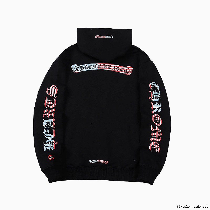 Chrome Hearts Relaxed Cross graphic hoodie Black Blue Cross with Designer-Inspired Detail