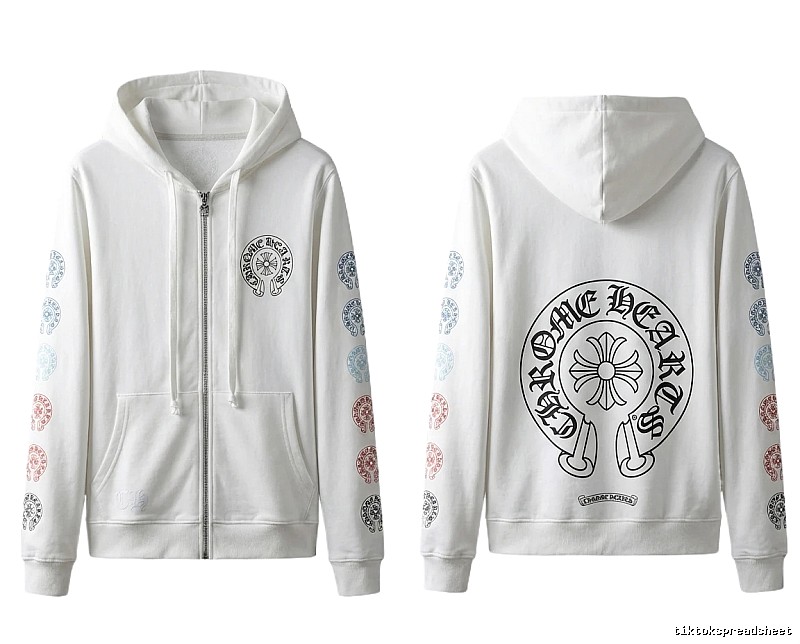 Chrome Hearts White Hoodie with Horseshoe Print Style