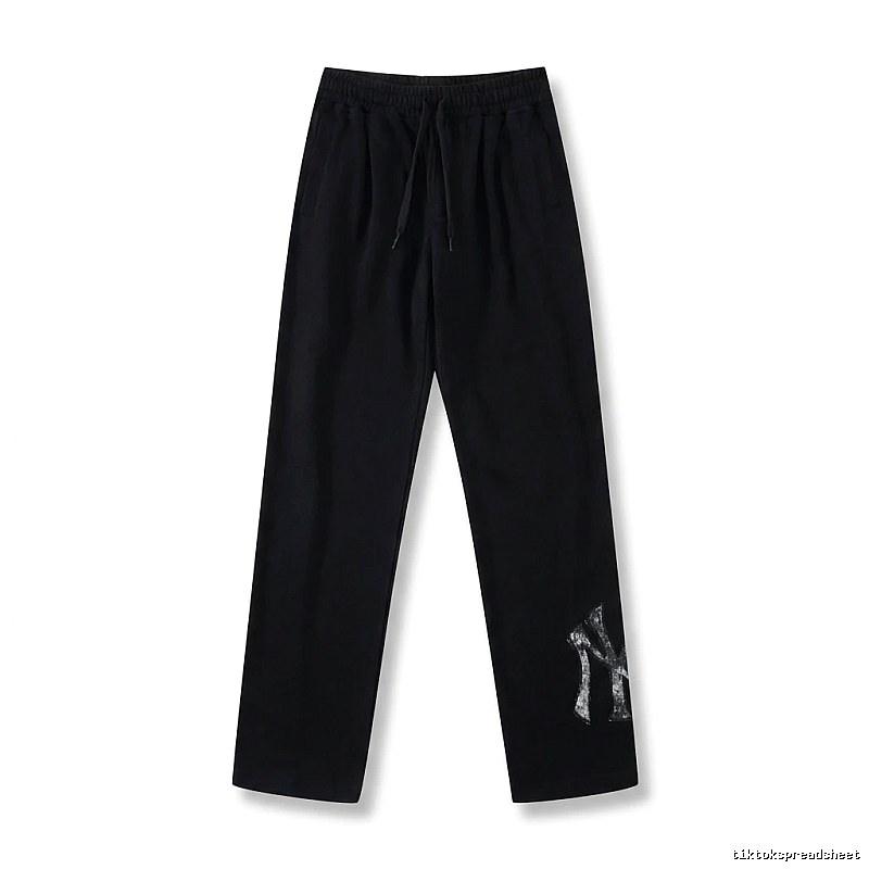 Classic trendy brand black trousers of MLB