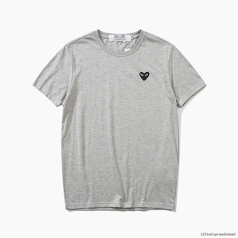 Comme des Garcons PLAY 2021-95 Gray Style 2195 Heart Logo T-Shirt Summer Styling