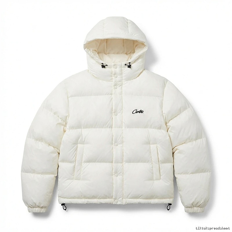 Corteiz trendy brand simple style white cotton-padded coat
