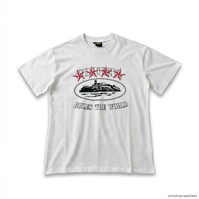 Corteiz trendy style white T-shirt