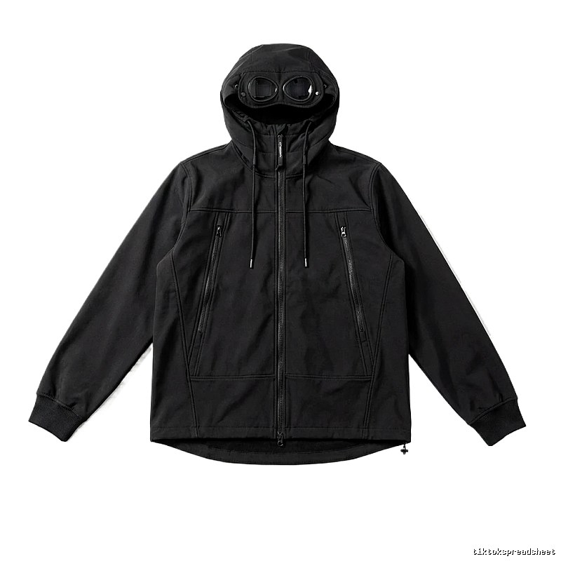 C.P. hooded simple style black coat