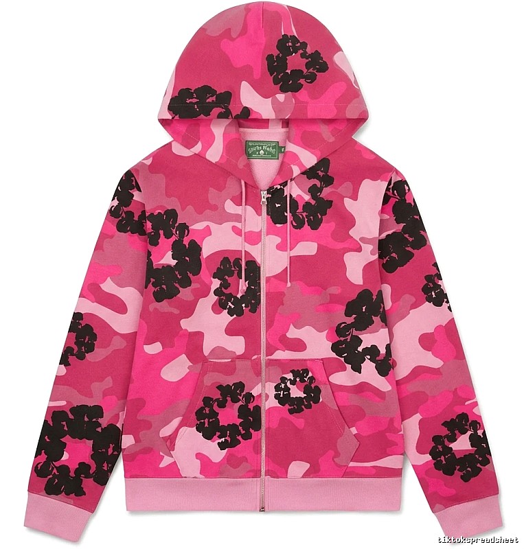 DENIM TEARS camouflage print pink hoodie