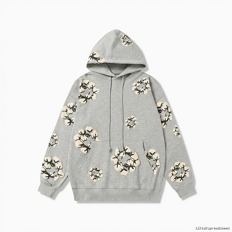 DENIM TEARS Floral Wind Grey Hoodie
