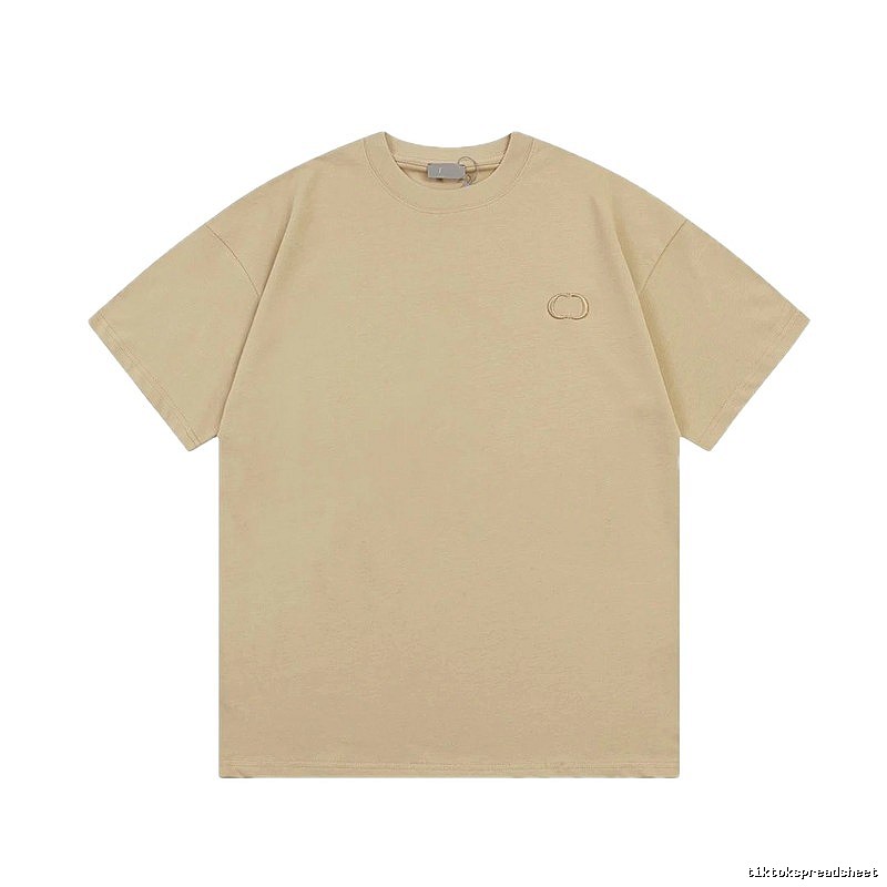 Dior Embroidered Minimalist Style Khaki Short-sleeve T-shirt