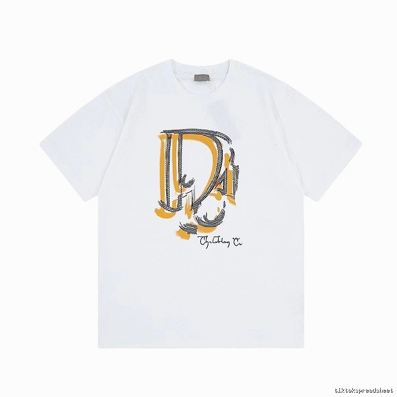 Dior Graffiti Print Casual Style White Short-sleeve T-shirt