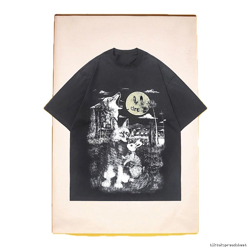 DREW Animal Print Street Style Black T-Shirt