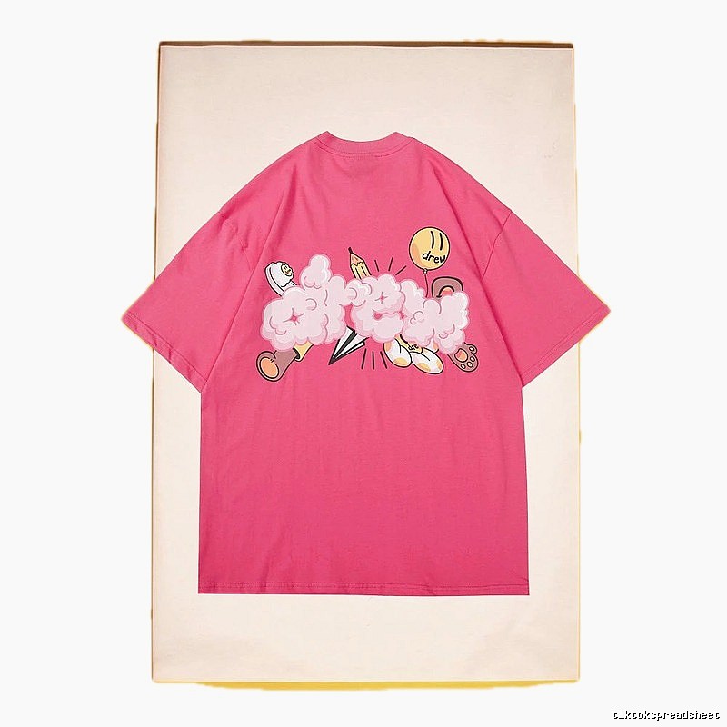 DREW Cloud Print Street Style Pink T-Shirt